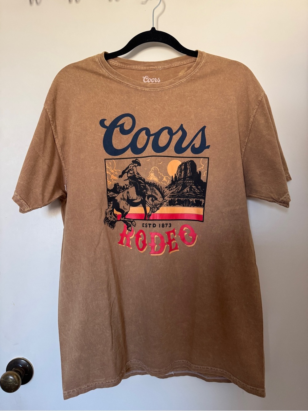 Coors Rodeo Graphic Tee Mineral Wash Vintage Cowboy Shirt Size Large
